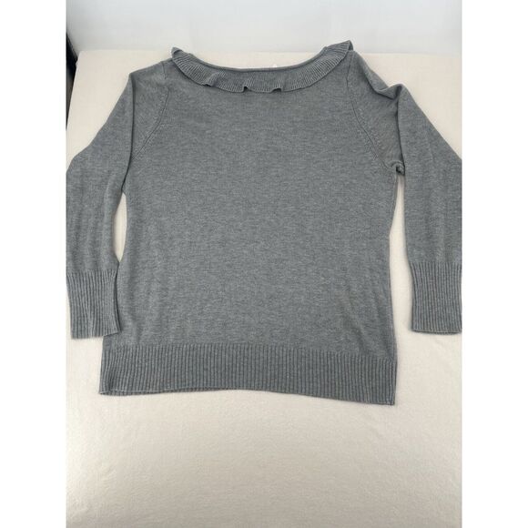 Lane Bryant Angora Blend Sweater Size 22/24 Gray Soft Ruffle VNeck New With Tags - Picture 9 of 10
